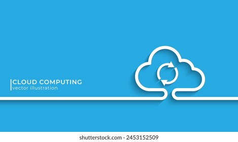Cloud computing and network line icon with silhouette. Internet data storage sign. Line vector illustration modern design for template design, business infographic, web, brochure and banner.