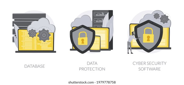Cloud computing network safety abstract concept vector illustrations.