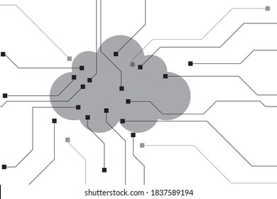 Cloud computing and network security technology concept, Circuit board with cloud symbol and connection links. vector illustration