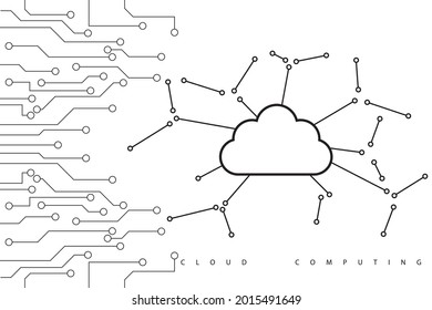 Cloud computing and network security technology concept, Circuit board with cloud symbol and connection links. vector illustration