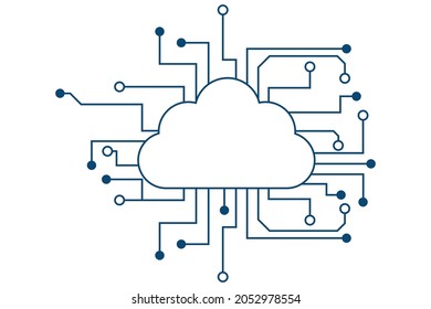 Cloud computing and network security technology concept, Circuit board with cloud symbol and connection links. vector illustration