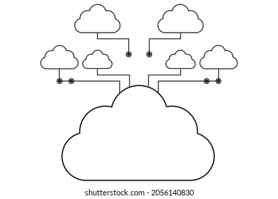 Cloud computing and network security technology concept, Circuit board with cloud symbol and connection links. vector illustration