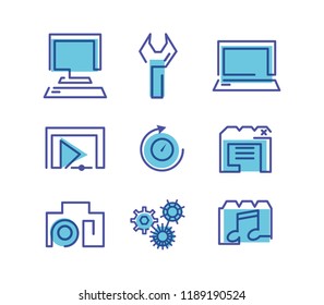 cloud computing network set icons