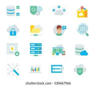 Cloud computing and network set of vector icons