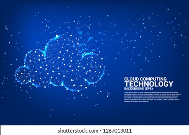 Cloud computing network technology polygon dot connected line with icon : Concept of cloud server, Storage and data