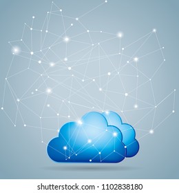 Cloud computing and networking design concept.The background is gray.