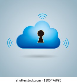 Cloud computing and networking design concept, Locked cloud symbol.	