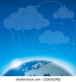 Cloud computing and networking design concept, Data sharing concept design.