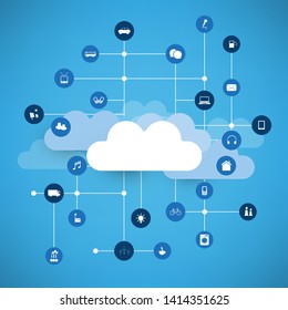 Cloud Computing and Networks Concept Design - Vector Illustration