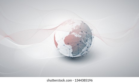 Cloud Computing and Networks Concept with Earth Globe - Abstract Global Digital Connections, Technology Background, Creative Design Element Template