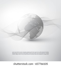 Cloud Computing and Networks Concept with Earth Globe - Conexões Digitais Globais Abstratas, Fundo de Tecnologia, Modelo de Elemento de Design Criativo