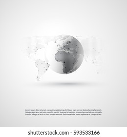 Cloud Computing and Networks Concept with World Map - Global Resources, Business or Technology Background, Creative Design Template