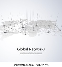 Cloud Computing And Networks - Global Digital Connections, Internet Concept Illustration