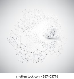 Cloud Computing and Networks with Globe - Abstract Global Digital Network Connections, Technology Concept Background, Creative Design Element Template with Wire Mesh Around Earth