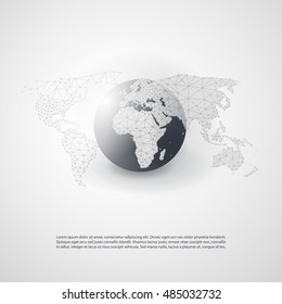 Cloud Computing and Networks with World Map - Abstract Global Digital Network Connections, Technology Concept Background, Creative Design Element Template 
