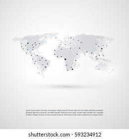 Computação em nuvem e redes com mapa mundial - Conexões empresariais globais abstratas, plano de fundo do conceito de tecnologia, modelo de elemento de design criativo
