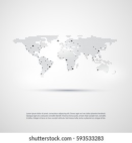 Cloud Computing and Networks with World Map - Abstract Global Business Connections, Technology Concept Background, Creative Design Element Template