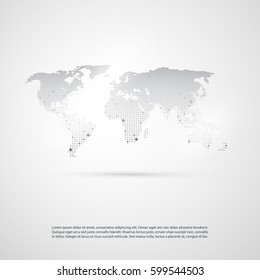 Cloud Computing and Networks with World Map - Abstract Global Business Connections, Technology Concept Background, Creative Design Element Template