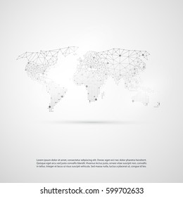 Cloud Computing and Networks with World Map - Abstract Global Business Connections, Technology Concept Background, Creative Design Element Template