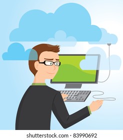 cloud computing office worker