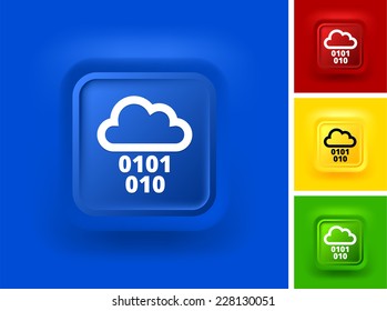 Cloud Computing on Blue Bevel Square Button
