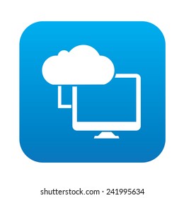 Cloud computing on blue button,clean vector