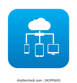 Cloud computing on blue button,clean vector