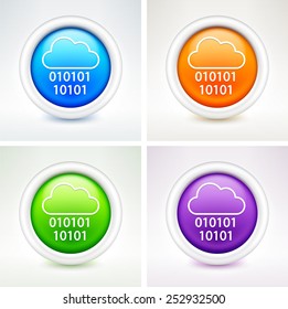 Cloud Computing on  Color Round Buttons
