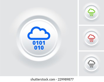 Cloud Computing on White Bevel Round Button