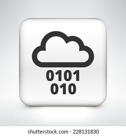 Cloud Computing on White Square Button