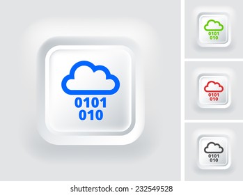 Cloud Computing on White Square Button