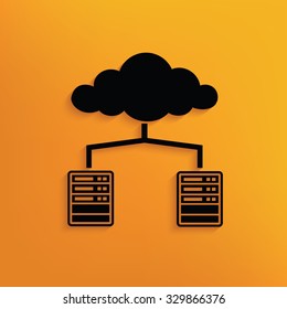 Cloud computing on yellow background,clean vector