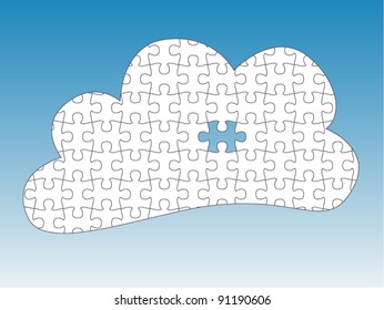 Cloud Computing one Piece Missing - jigsaw pieces are movable separate pieces