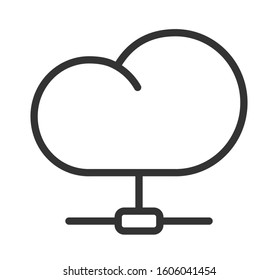 Cloud computing outline icon isolated on white background. Cloud network connection vector icon for web, mobile apps and ui design. Cloud computing service and cloud storage technology concept