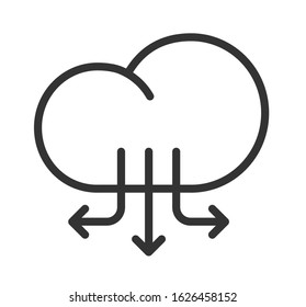 Cloud computing outline icon isolated on white background. Cloud computing, information and database vector icon for web, mobile apps and ui design
