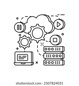 Cloud Computing Outline Icon, Vector illustration