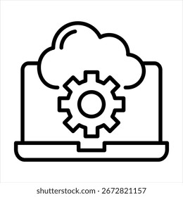 Cloud Computing Outline Icon Vector Illustration