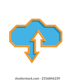 Cloud Computing. Outline icons include Download and Upload. colored flat design style. vector design template
