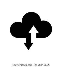 Cloud Computing. Outline icons include Download and Upload. solid design style. vector design template