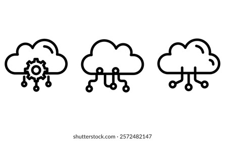 cloud computing outline or line icon design bundle.