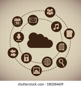 cloud computing over beige  background vector illustration 