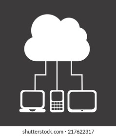 cloud computing over black background vector illustration