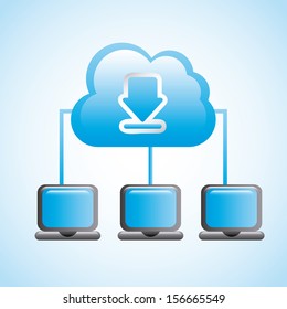 cloud computing over blue background vector illustration