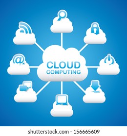 cloud computing over blue background vector illustration