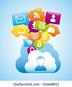 cloud computing over blue background vector illustration