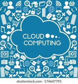 cloud computing over  blue background vector illustration