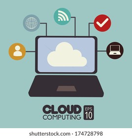 cloud computing over blue background vector illustration