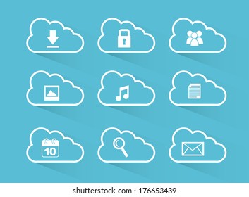 cloud computing over blue  background vector illustration