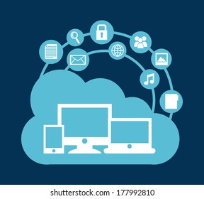 cloud computing over  blue  background vector illustration