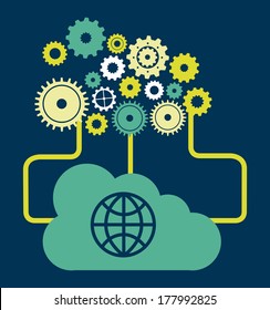 cloud computing over blue   background vector illustration